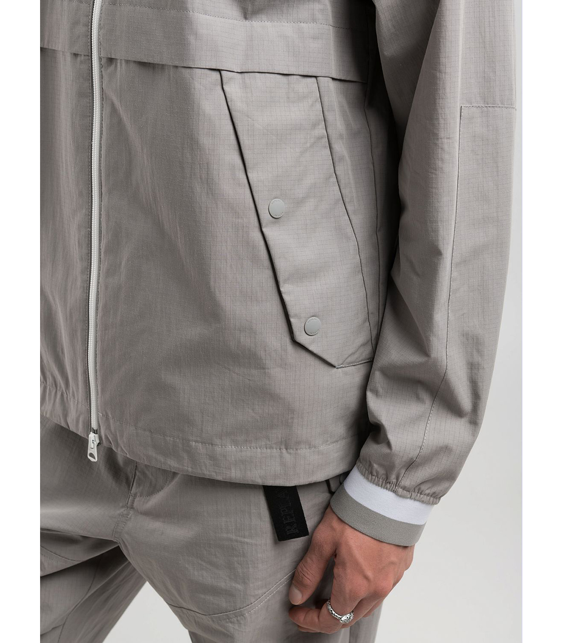 リップストップコットンナイロン フルジップフーディー（セットアップモデル） 詳細画像 グレー 7